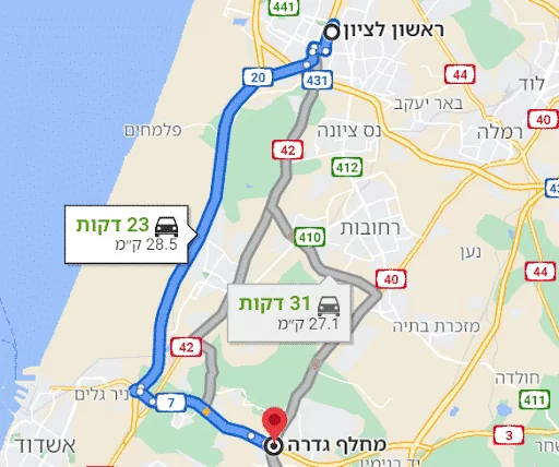 מפת הגעה גרייס ראשון לציון